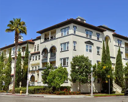 Luxury multifamily building exterior.